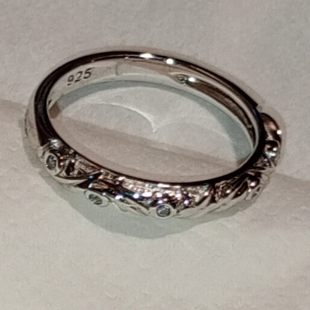 Sterling Silver Engagement And Wedding Band Ring Set/NWOT/Cocktail Ring & Band - Picture 11 of 16